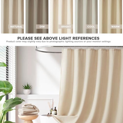 Madison Park Arbor Waffle Long Shower Curtain for Bathroom, 72 x 78, Beige