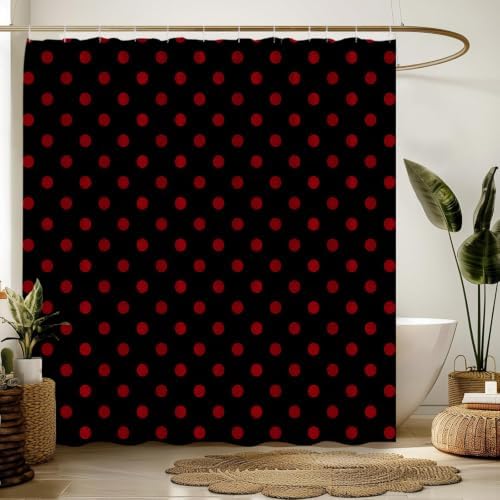 Polka Dot Shower Curtain Bathroom Decor 70x70 Inch with 12 Hooks,