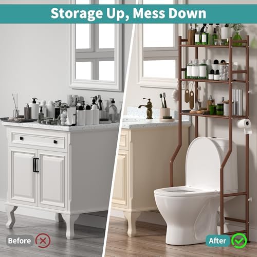 3-Tier Over Toilet Storage, Anti-Tip, Bronze