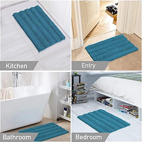 2-Piece Bathroom Rug Set with U-Shaped Mat, Soft Chenille, Turquoise Blue
