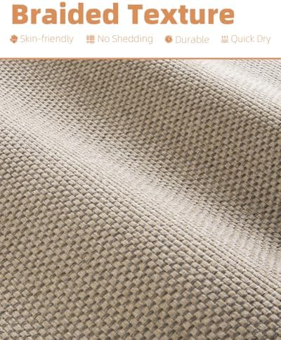 PADOOR Non-Slip Bath-Mats, Rubber-Backing Braided Absorbent Bathroom Mat Machine Washable Thin Bathroom Rugs Fit Under Door Quick Dry Bath Rugs for Floor, 24''x35'' Light Beige