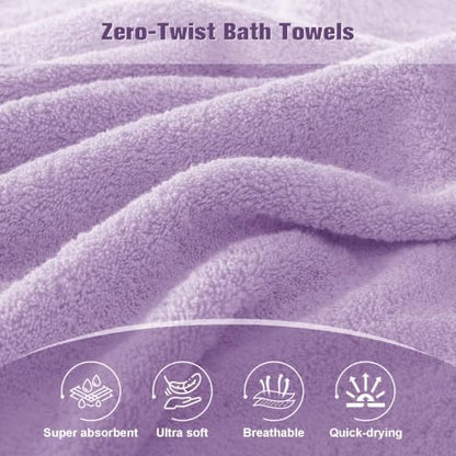 COZYART Bath Towel Set 6 PCS, Luxury Lavender 100% Turkish Cotton 650GSM