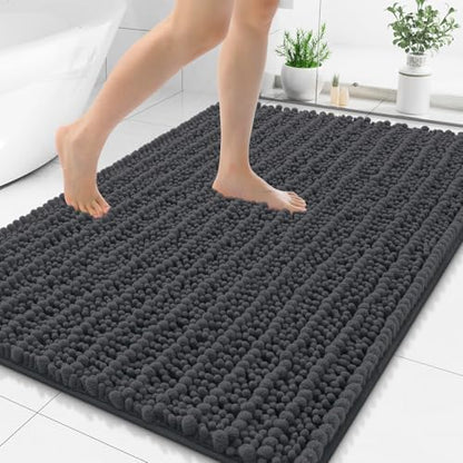 Smiry Bathroom Rugs 59X35, Extra Soft Rubber Backing Chenille Bath Mats