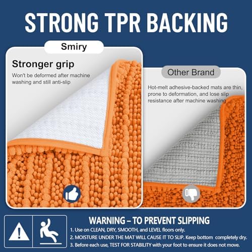 Smiry Bathroom Rugs 36X24, Extra Soft Rubber Backing Chenille Bath Mats