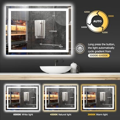 Hivone 40"X30" LED Bathroom Mirror with Lights, UL Listed