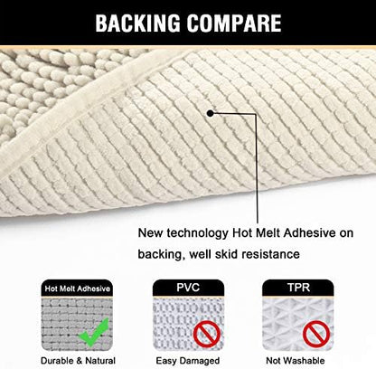 H.VERSAILTEX Microfiber Bath Rugs Chenille Floor Mat Ultra Soft Washable Bathroom Dry Fast Water Absorbent Bedroom Area Rugs, 24 x 42 - Inch, Cream