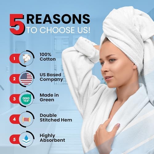 Infinitee Xclusives 100% Cotton Bath Towel Set – 8 Piece Bathroom Towel Set
