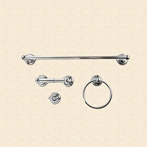 SENTO ROBIKI Modern Silver Bathroom Hardware Accessories Set, Includes Robe Hook, Toilet Paper Holder, Towel Ring, 24" Towel Bar, Duty Metal Bath Hardware Set Wall Mounted(4-Piece, Polished Chrome)