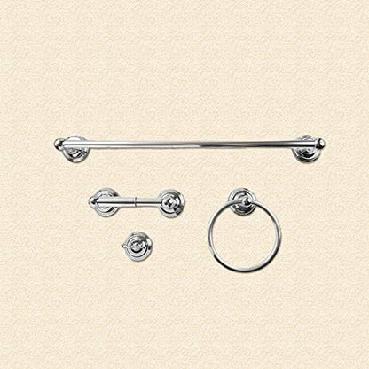 SENTO ROBIKI Modern Silver Bathroom Hardware Accessories Set, Includes Robe Hook, Toilet Paper Holder, Towel Ring, 24" Towel Bar, Duty Metal Bath Hardware Set Wall Mounted(4-Piece, Polished Chrome)