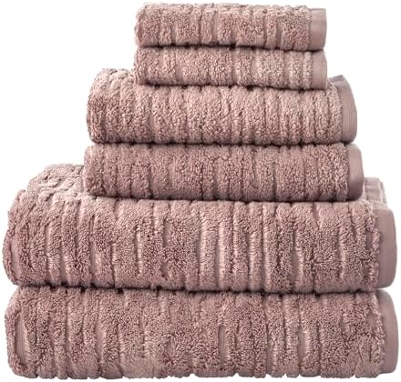 SKL Home CloudSoft Bath Towel Set, 6-Piece, 100% Cotton Luxury, Clay