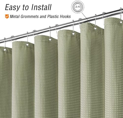 Gibelle 230GSM Heavy Duty Fabric Sage Green Shower Curtain, 72 X 72