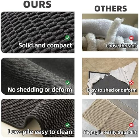 TYUU Black Large Bathroom Rugs Non Slip Washable Bath Rugs Super Absorbent Bathroom Rug Thin Quick Dry Low Pile Bath Mats, Black 36''x48''