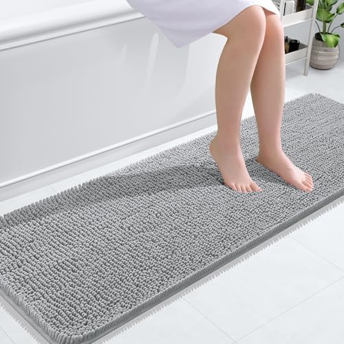 OLANLY Bathroom Runner Rugs 59x20, Extra Soft Absorbent Chenille Bath Rugs