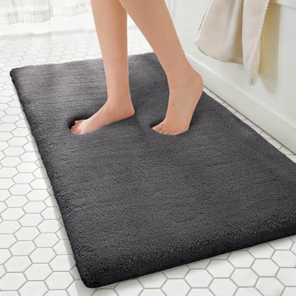 MINIDEAR Bathroom Rugs 60x20 Volcanic Gray - Thick Memory Foam Bath Mat, Ultra Soft & Plush Fluffy, Non-Slip, Quick Dry, Absorbent Washable Floor Microfiber Mat for Tub, Home Decor Accessories