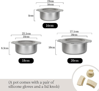 6-Piece Stainless Steel Cookware Set, 304 Food-Grade Nesting Pots and Dual-Use Lids, Stackable Space-Saving Design, All Cooktops Compatible, for Cooking, Baking and Serving