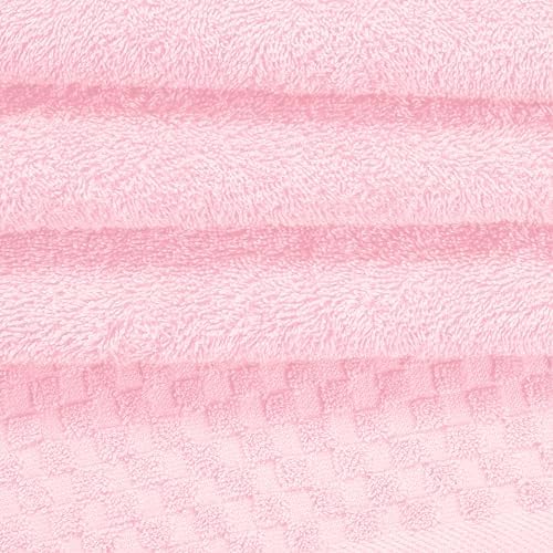 MyOwn Ultra Soft 3 Pack Cotton Towel Set, Contains a Bath Towels 28x55 inch, a Hand Towels 16x24 inch & a Wash Coths 12x12 inch, Ideal Everyday use, Compact & Lightweight - Pink