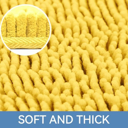Bcoimo Bath Rug Mat,Yellow Chenille High Absorbent Bathroom Shower Tub Mats