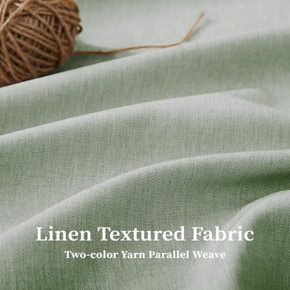 BTTN Extra Long Scalloped Linen Textured Shower Curtain, 72x96, Sage Green