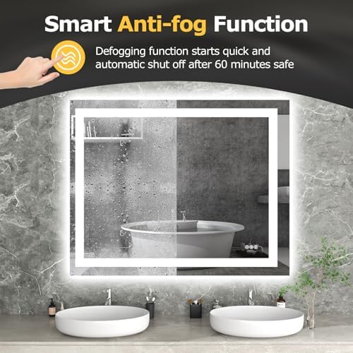 Hivone 40"X32" LED Bathroom Mirror with Lights, UL Listed
