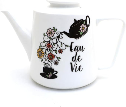 Eau de Vie teapot, large porcelain teapot with florals