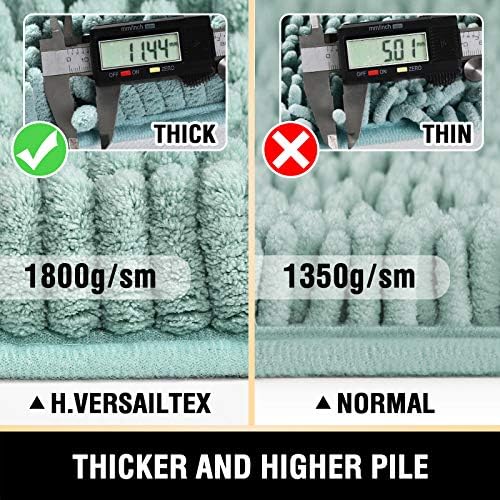 H.VERSAILTEX Bathroom Rugs Bath Mat Bath Rugs Bath Mats for Bathroom Non Slip Extra Soft Chenille Bath Rug Fulffy Shag, Indoor Rug Runner Carpet for Entry Living Room (Aqua Foam, Large 59" x 20")