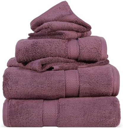 SUPERIOR Egyptian Cotton Ultra Plush & Absorbent, 6 Piece Set, Plum