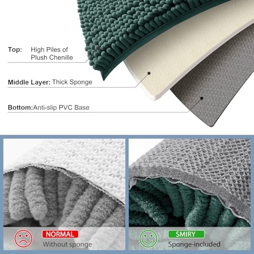 Smiry Chenille Bathroom Rugs Sets 2 Piece (30x20+24x16, Green)