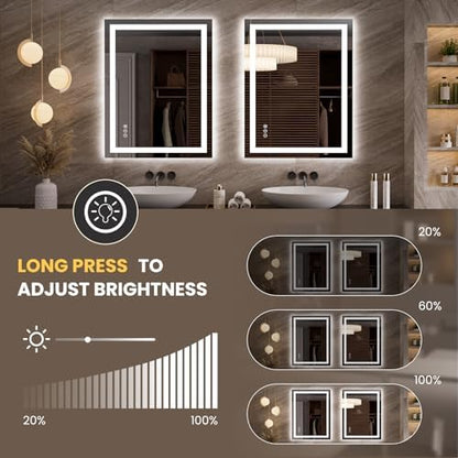 LOAAO 27.6"x35.4" LED Bathroom Mirror with Lights, UL Listed