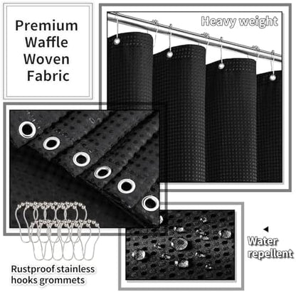 XLHOMO 26PC Bathroom Accessories Set - Gorgeous Black Bathroom Set, Bathroom Accessory Set, Black Shower Curtain Set with Bathtub Mats for Shower Tub
