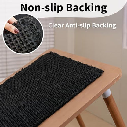 Black Bathroom Rug, Waffle Bath Mat Non Slip Washable, 20" x 32"