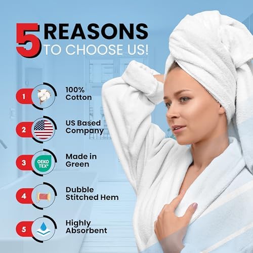Infinitee Xclusives 100% Cotton Bath Towel Set – 8 Piece Bathroom Towel Set