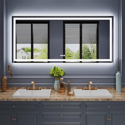 Amorho LED Bathroom Mirror 68"X36" with Front Light and Backlit