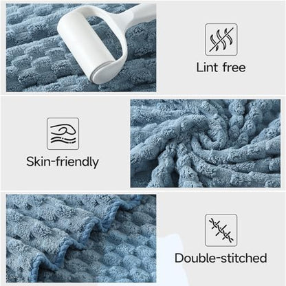REDKISS Blue Microfiber Towels Set 6 Pack - 35x70 Inches Oversized Bath Sheets, Extra Large Bath Towels, Super Soft Quick Dry Lint Free Absorbent Waffle Microfiber Shower Towels