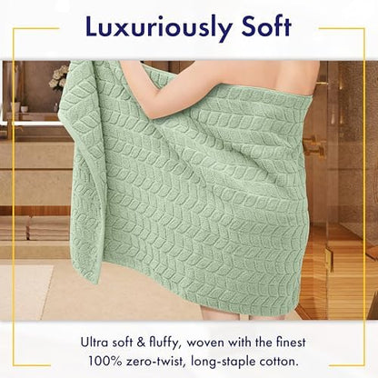 Alusa Home Ultra Soft & Stylish 700 GSM Luxury Bath Towels - 100% Zero-Twist, Long-Staple Cotton - Remarkably Absorbent & Quick Drying - 6 Piece Towel Set (Eucalyptus Green)