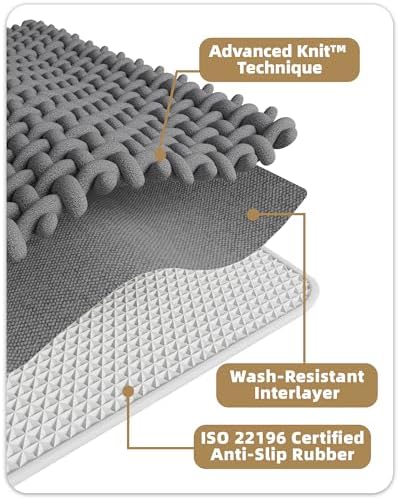 Color&Geometry 17"x29" Chenille Pile Bathroom Rugs Upgraded Denser,Green