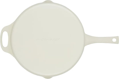 Rachael Ray NITRO Cast Iron Frying Pan/Skillet with Helper Handle and Pour Spouts, 12 Inch, Almond
