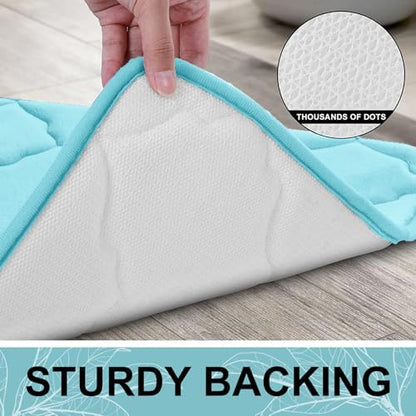 OLANLY Memory Foam Toilet Rugs U-Shaped 24x20, Soft Bath Mat, Sky Blue
