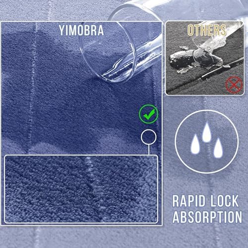 Yimobra Memory Foam Bathroom Mat Set, 31.5 x 20 & 24 x 17 in, Navy Blue