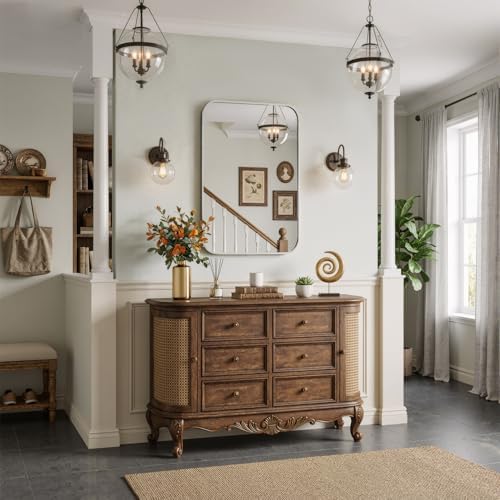 24"x32" Bathroom Mirror for Over Sink, Brushed Nickel Vanity Mirror