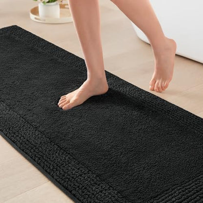 Madison Park Splendor Reversible 100% Cotton Bath Runner, 24 x 72, Black