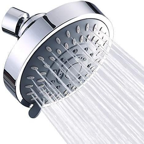 AISOSO High Pressure Rain Shower Head 5 Modes Showerhead 4.1 Inch Chrome