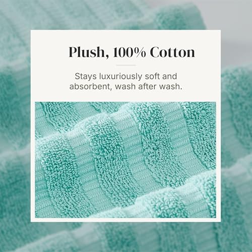 Modern Threads 6 Piece Bath Towel Set – Bathroom Set with 2 Bath Towels, 2 Hand Towels, and 2 Wash Cloths – 100% Cotton, Super Absorbent & Extra Soft – Reversible Natural Vine (Aqua)
