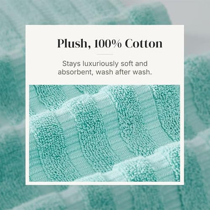 Modern Threads 6 Piece Bath Towel Set – Bathroom Set with 2 Bath Towels, 2 Hand Towels, and 2 Wash Cloths – 100% Cotton, Super Absorbent & Extra Soft – Reversible Natural Vine (Aqua)