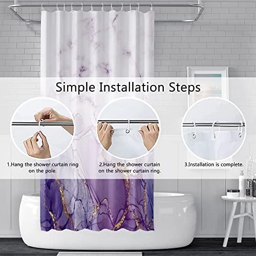 Purple Marble Stall Waterproof Shower Curtain 36x72 inches
