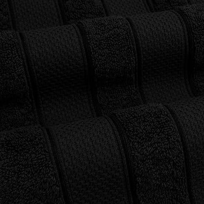 American Soft Linen Salem 100% Cotton Turkish 4 Piece Hand Towels for Bathroom, 600 GSM Soft Absorbent Quickdry Hand Face Towel Set, Black