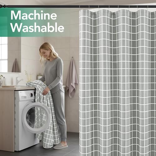 Fabric Farmhouse Shower Curtain-Extra Long Cloth Shower Curtains Bathroom