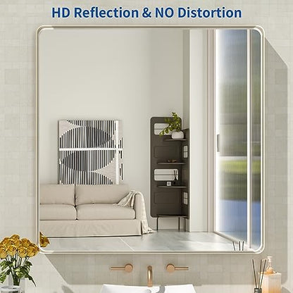 WEER Brushed Nickel Bathroom Vanity Mirror 36X36 Inch