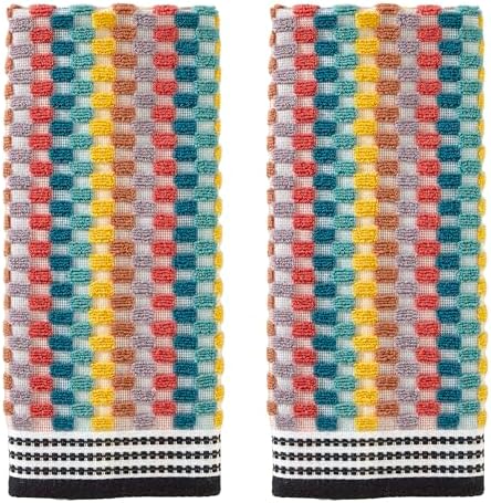 SKL Home Mid-Century Hand Towel Set-2pc, Premium 100% Cotton, Multi