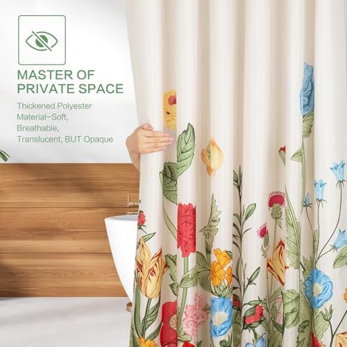 Vintage Floral Shower Curtain, Retro Wildflowers Shower Curtain 72x72