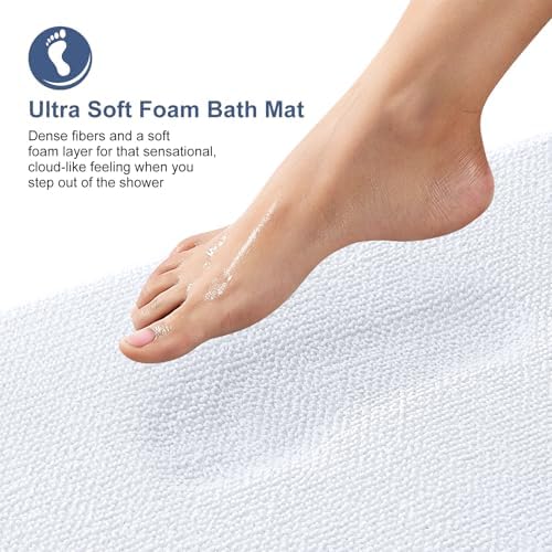 OLANLY Thick Memory Foam Bathroom Rugs 30x20, Absorbent Bath Mat, White